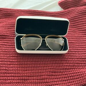 Calvin Klein CK8048S 714  Gold Aviator Sunglasses 60-12-140 Italy Unisex NWOT